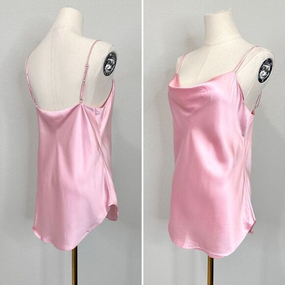 Cinq a Sept Marta Cami S Venus Pink Silk Cowl Neck Romantic Coquette Classic - Picture 4 of 12